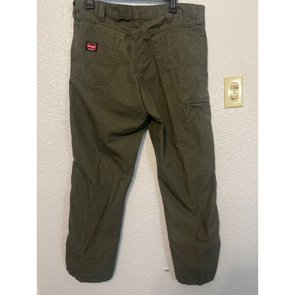 Wrangler Workwear Mens Olive Green Utility Pants 36x32 100% Cotton Lightweight - Picture 2 of 4